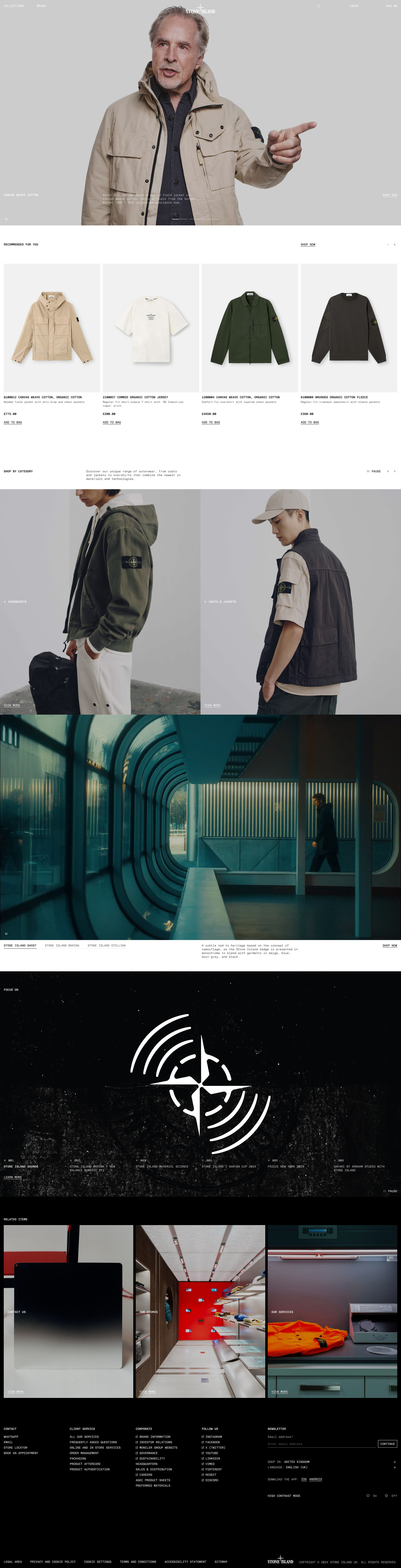 Homepage template, full page on desktop